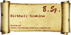 Birkholz Szabina névjegykártya